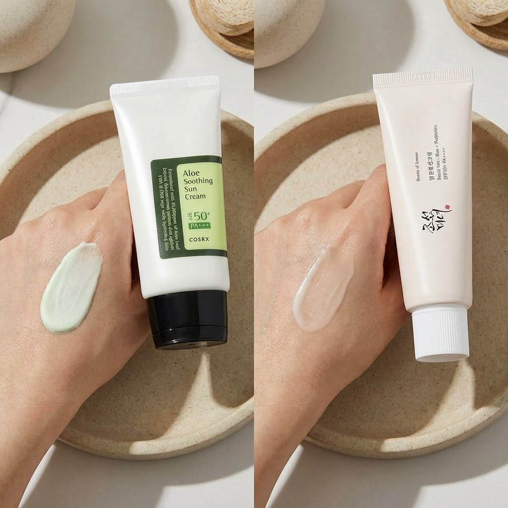 Vilka kriterier avgör skillnaden mellan COSRX och Beauty of Joseon solkräm?
