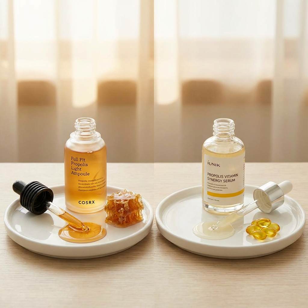 Direkt produkt mot produkt: COSRX Full Fit Propolis Light Ampoule vs iUNIK Propolis Vitamin Synergy Serum